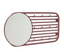 Wandgarderobe Hakenleiste Garderobe Ubbo mit Spiegel Hübsch Interior Metall rot