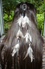 Boho Hippie Feder Haarschmuck - Indianerschmuck - 2 Stränge, Länge 36cm