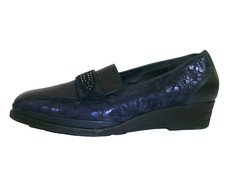 Waldläufer Slipper Damenschuhe Bequeme Schuhe Leder dunkelblau Weite H 9 43