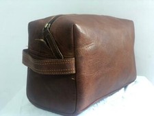 Neu Echt Büffelleder Unisex Kulturbeutel Reise Dopp Kit Rasiertasche