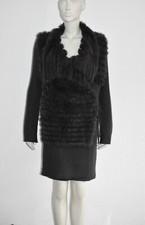 OAKWOOD ✨ kuschliger Strickmantel mit Kaninchenfell braun TOP ✨ Größe S