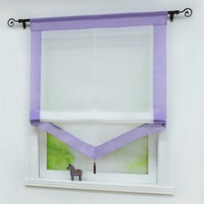 Raffrollo Landhaus Raffgardine Fenstervorhang mit Tunnelzug Küche Gardinen Voile