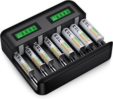 EBL Akku Ladegerät inkl. 4*AA 2800mAh und 4*AAA Ladegerät + +4*AAA 