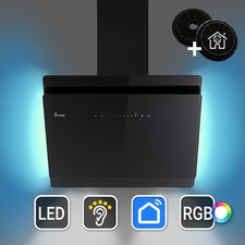 Dunstabzugshaube 60cm Umluft Abluft Kopffrei Wandhaube Schräghaube schwarz WLAN