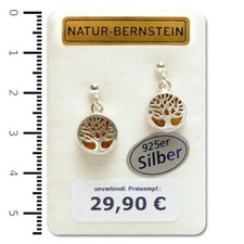 Natur Bernstein Ohrstecker Lebensbaum cognac modern 90965