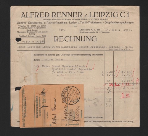 Leipzig rechnung 1938 - rechnung, 1938,