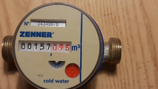 Zenner Wasserzähler Wasseruhr - 110mm - 1/2"  30 Grad C.- Qn: 1,5 (alt)         