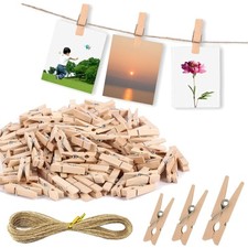 Holzklammern, Mini Wäscheklammern, Fotoklammern, Juteschnur, Bastelbedarf