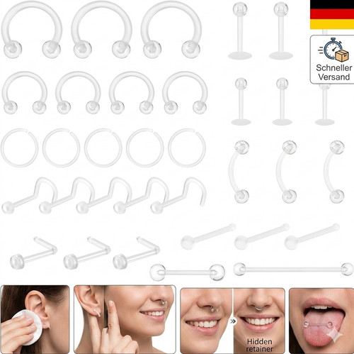 48pcs piercing set transparent - set,