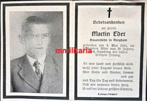 Sterbebild wwii gefreiter - sterbebild,