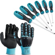 HAZET Schraubendreher Satz 6-teilig inkl. Mechaniker Handschuhe Größe L