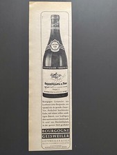 Bourgogne Geisweiler Burgunder Wein Original 1965 Vintage Advert Werbung Reklame