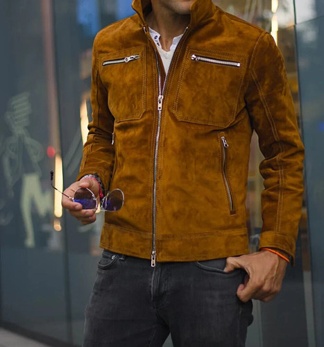 Herren braun leder racer jacke - herren,