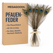 10x Pfauenfedern 40–50 cm