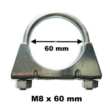 2 Stück Auspuffschelle Bügelschelle Rohrschelle Auspuff Rohr M8 x 60 mm  25260w