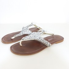 BUFFALO Sandalen Glitzer Perlen Silber Weiß Gr. EUR 39