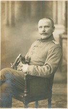 Soldaten-Portrait mit Degen, Offizier, Sachsen, Foto-Feldpostkarte, Lille