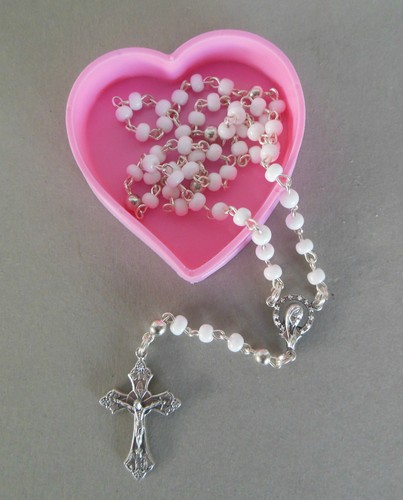 Rosenkranz weiße perlen mit - rosenkranz,
