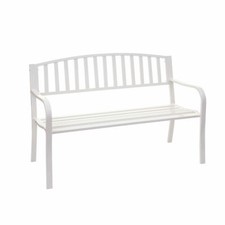 B-Ware Gartenbank MCW-F43, Sitzbank, 2-Sitzer pulverbeschichteter Stahl, weiß