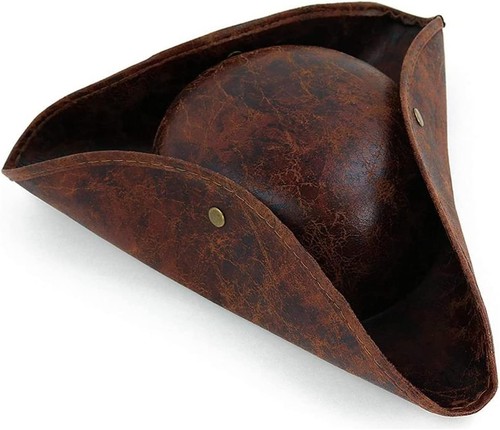 Piratenhut tricorn leder braun - tricorn,