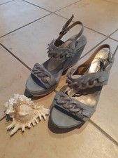 Sandalen Plateau Damen, Absatz, Kettenverzierung, tauben blau, Gr. 36, Deichmann