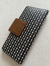 Fossil Clutch-Geldbörse Damen, Leder, Schwarz/Braun