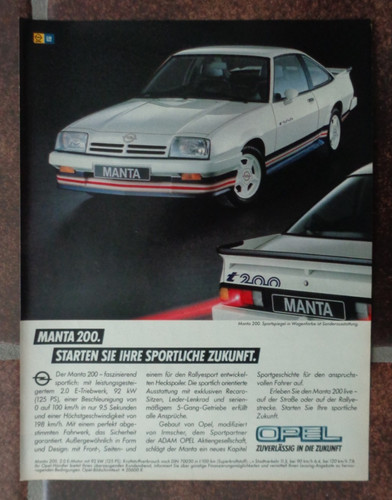 Opel manta i200 auto - manta, werbung