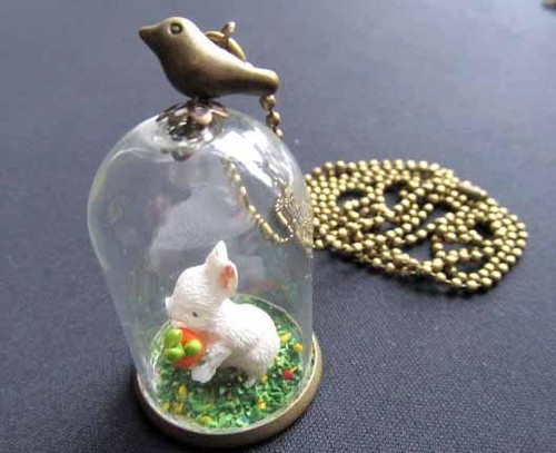 Hase karotte glasglocke kette - hase,