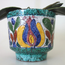 70er Jahre Marei Blumentopf Übertopf Keramik Planter buntes Design Ø 14 cm