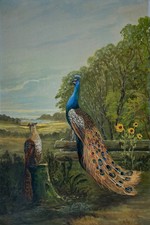 Ölbild Landschaft mit blauem