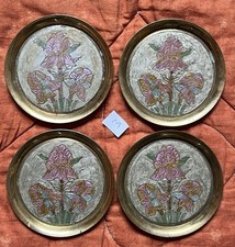 Untersetzer | Messing | Emaille | Ø 10cm | 4 Stück