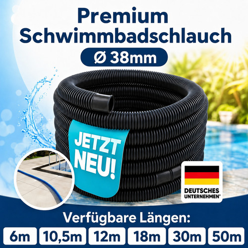 Poolschlauch 38mm schwarz - Ø,