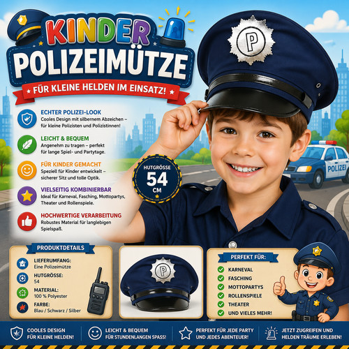 Kinder polizeimütze polizei - kinder,
