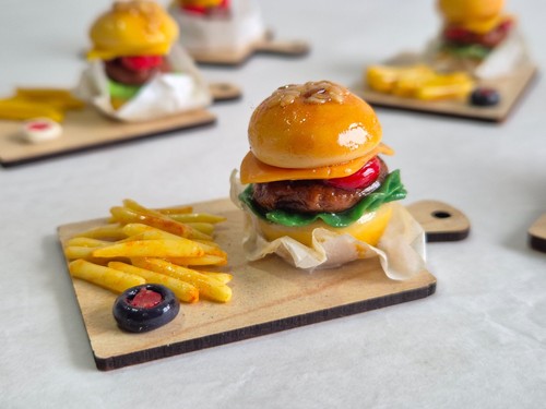 Mini burger schneidebrett - mini, burger-schneidebrett