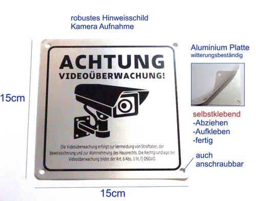 15x15cm aluminium hinweis - 15x15cm,
