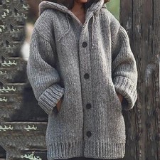 Lange dicke damen strickjacke - lange, damen-strickjacke