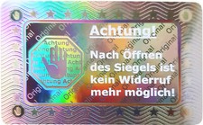 3D Hologramm Rücknahmesiegel
