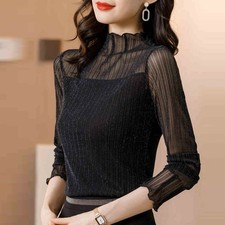 Damen elegant Oberteil Glitzer