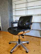 Stoll Giroflex Bürostuhl Holz / Leder 70er Jahre, Original