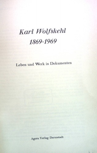 Karl wolfskehl 1869 1969 - wolfskehl,