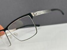 IC! Berlin Brille Damen Herren Schwarz silber Eckig Gummiert Tommy G. NP: 499€