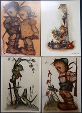 4 Kunstkarten  Gemälde  von Hummel M.I. Hummel  und Lore Hummel    B24-17
