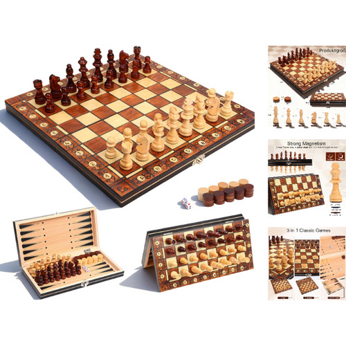 Schachspiel holz - 3-in-1,