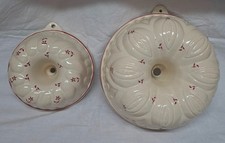 B05 Alte Backform Puddingform Keramik Steingut ? Vintage 1980-50er Gugelhupf 2St