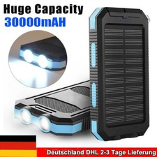 Solar Power Bank 30000mAh Tragbar Externer Batterie Ladegerät Camping für Handy