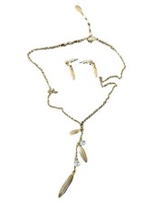 Pilgrim Damen Schmuckset Gold Elegant mit Strass & Blättern Kette Ohrringe