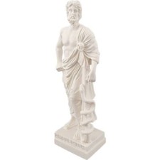 15cm Alabaster Figur Asclepius griechischer Gott steht mit Schlange