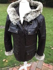 Belstaff Gold Lederjacke braun gewachst Gr. 44 Fell Pelz