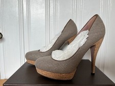 GUCCI Plateau Pumps Leder Jute