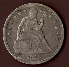 1846 1$ Seated Liberty Silber